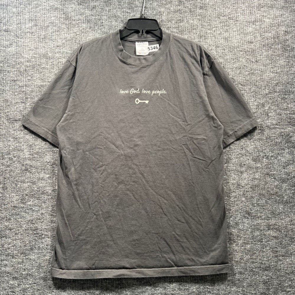 Shaka Wear Super Max Heavy T-Shirt Large Gray Love God Love People HXP Graphic